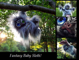 --SOLD--Poseable Hand Made Fantasy Baby Sloth!