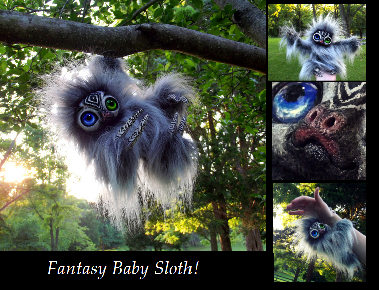 --SOLD--Poseable Hand Made Fantasy Baby Sloth!