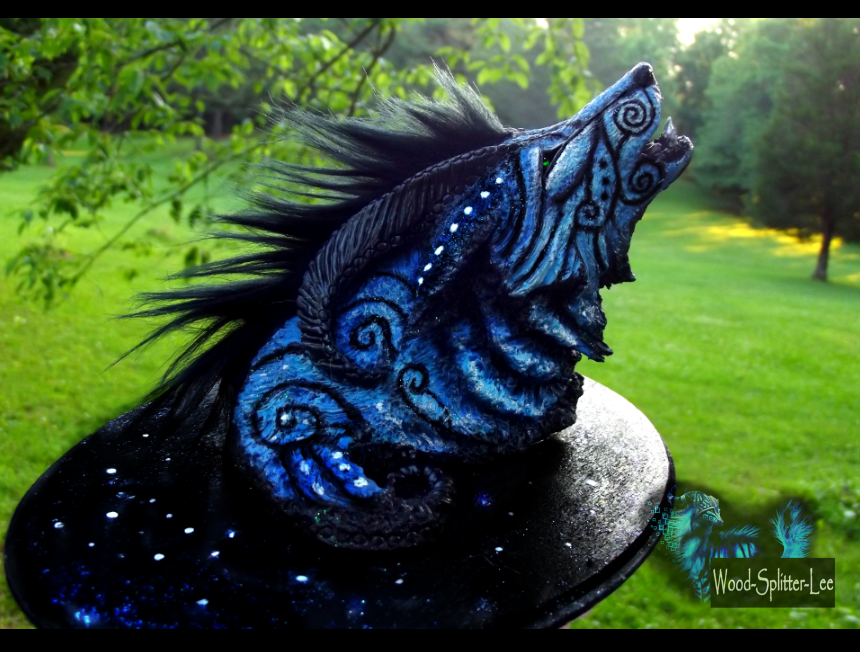 --SOLD--Fantasy Moondust Wolf Sculpture!