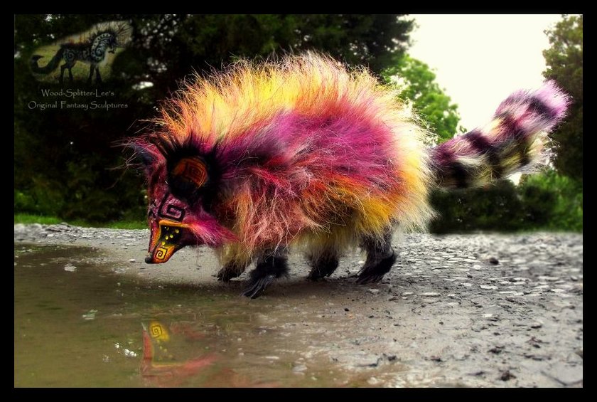 --SOLD--Hand Made Poseable Cranberry Raccoon! by Wood-Splitter-Lee