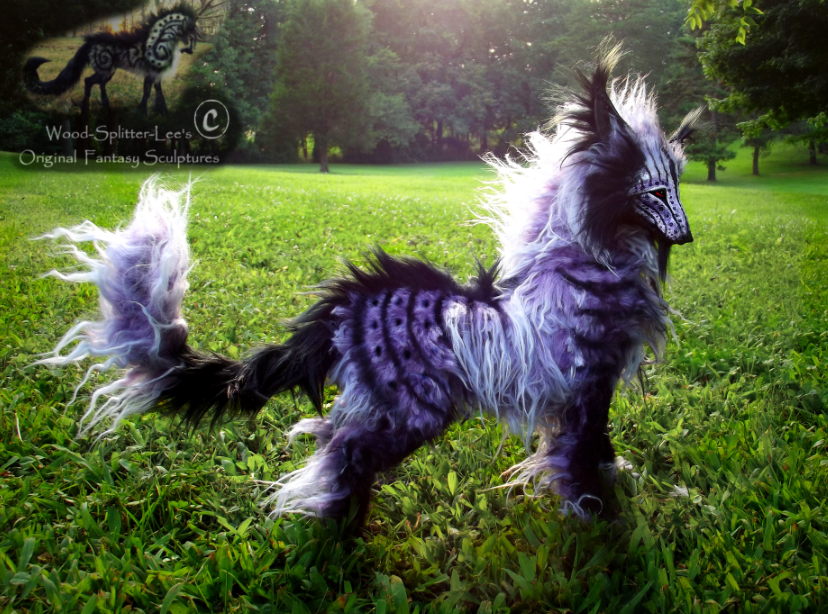 -SOLD-Hand Made Poseable Fantasy Black Berry Wolf!