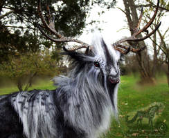 -SOLD-Hand Made Posable Silver Prehistoric Stag!