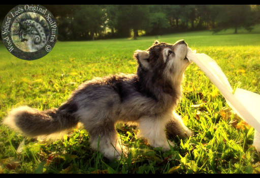 SOLD HAND MADE Poseable Baby Wolf Pup!