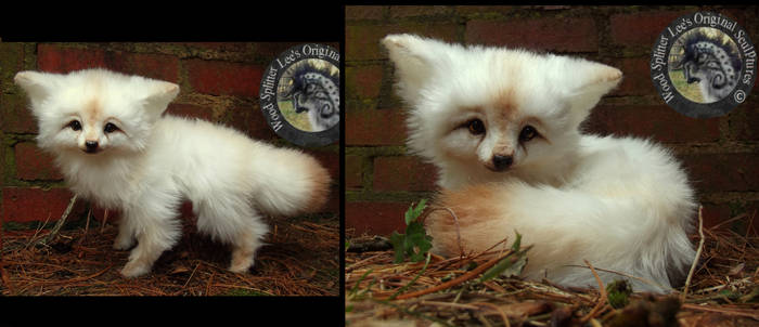 SOLD - Handmade Poseable Baby Vanilla Fox!