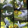 SOLD HANDMADE Poseable Winged Fantail Moon Wolf!