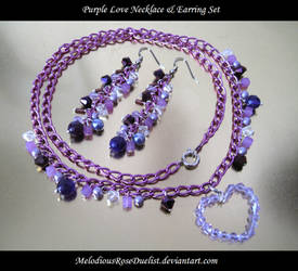 PurpleLoveNecklaceEarringSet