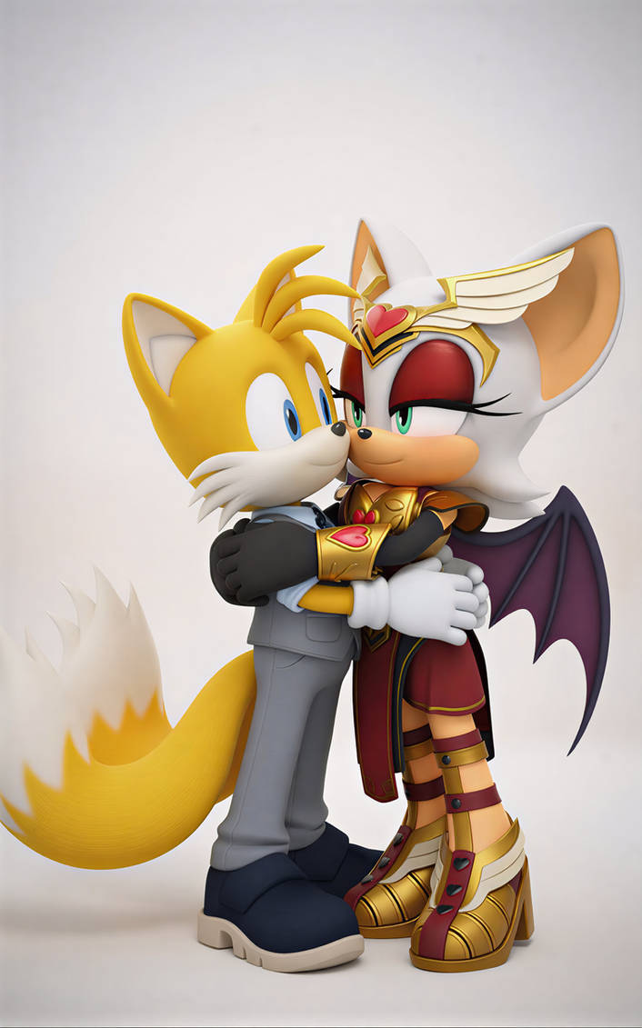 Tails In Rouge Outfit Tails hugging Rouge by TheCommenter2 on DeviantArt