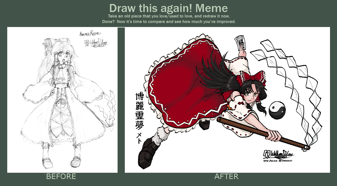 Draw This Again: Hakurei Reimu (2010-2023) by Meto30 on DeviantArt