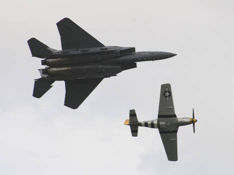 F-15E and P-51D