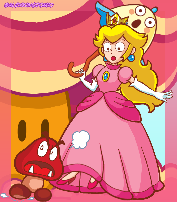 Peach Rabbit Getting Mad Peach surpised by an angry goomba by AlexKingdom10 on DeviantArt