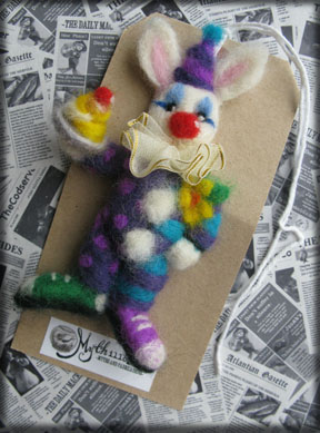 Funny Bunny Needle Felted Brooch