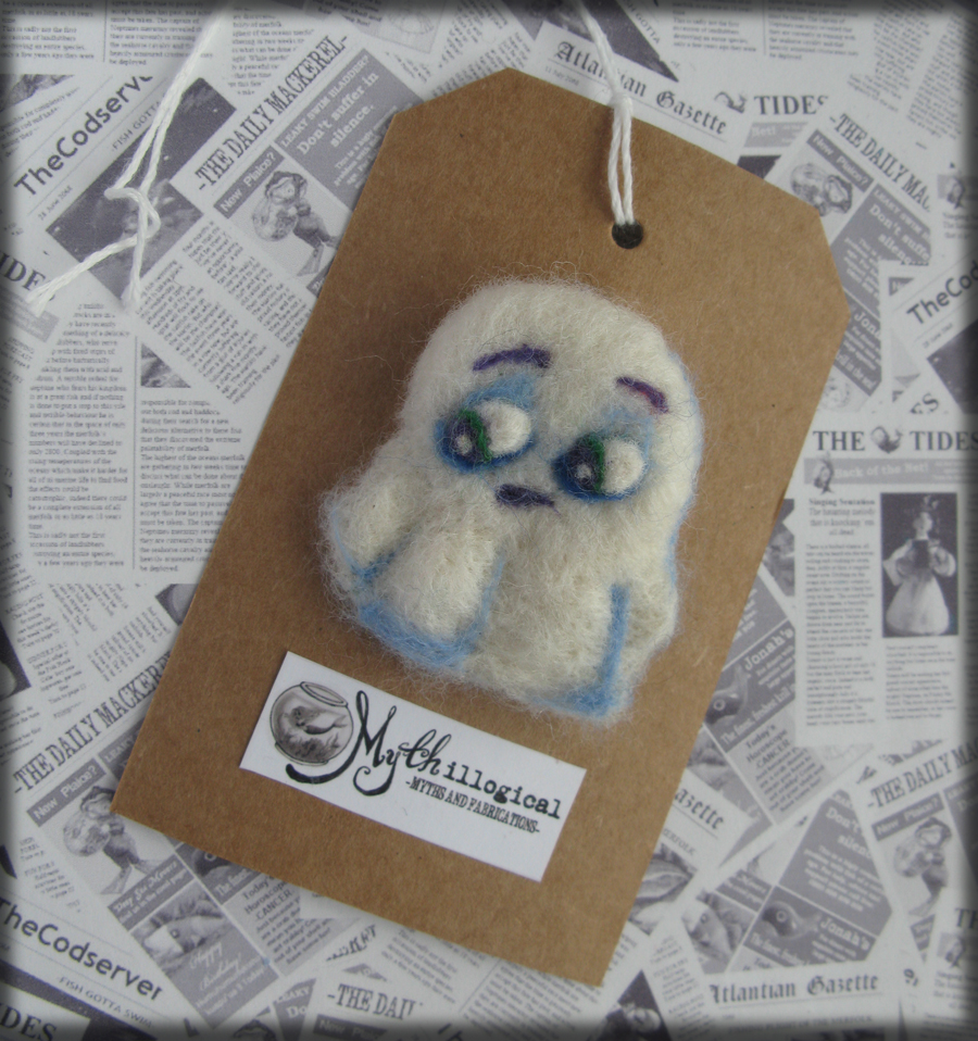 Pres-Ghoul Little Ghost Needle Felted Brooch