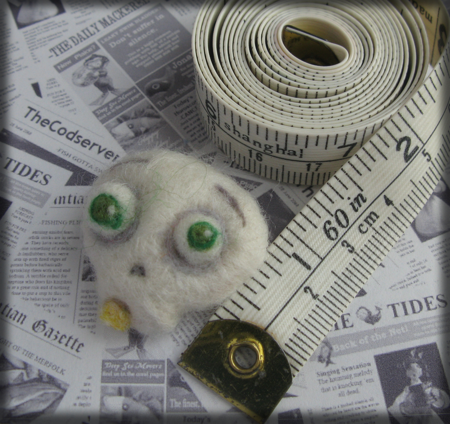 Skeletot- little skull needle felted brooch