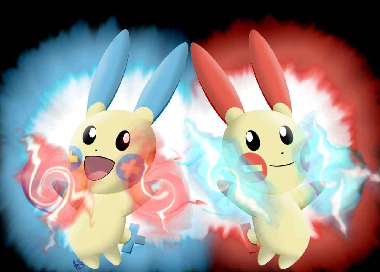 Shiny Plusle and Shiny Minun by KayleeA on DeviantArt