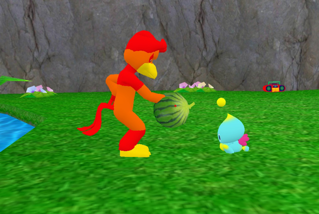 Me Feeding Fruit to a Chao