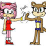 Amy Rose and Sandy Cheeks Hi-Fiving