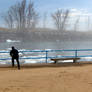 A day at the beach during winter.