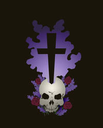 Skull, Cross, and Flowers Shirt Design