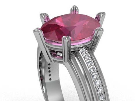 Large Ruby + Diamond Band