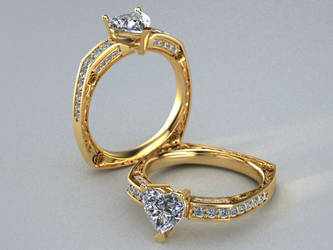 Heart diamond yellow gold diamond engagement ring