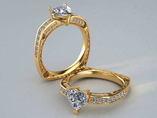 Heart diamond yellow gold diamond engagement ring