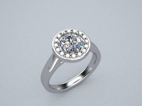 Pearl halo diamond ring