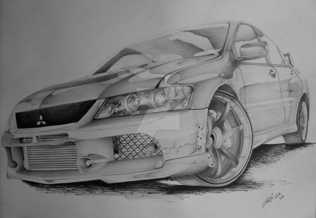 Evo Rear Drawing Basic EVO IX by RCJM on DeviantArt