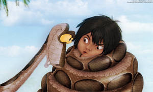 Kaa and Mowgli real painting