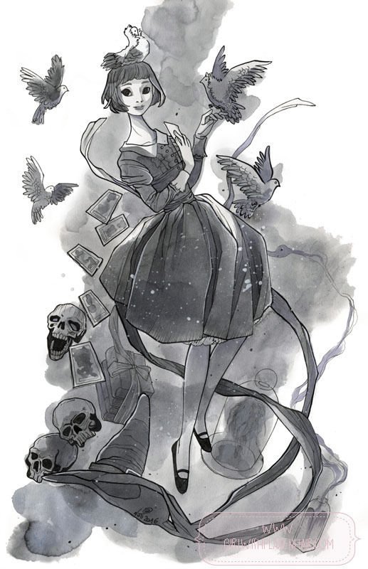 A Witch with Pigeons