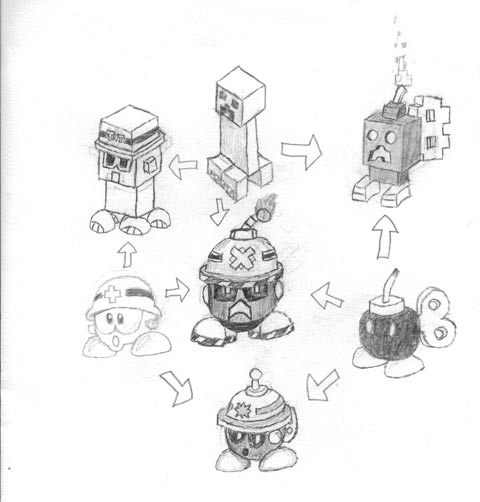 Small Enemies Hexafusion: Met, Bob-omb, Creeper