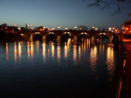 Worcester River at night.