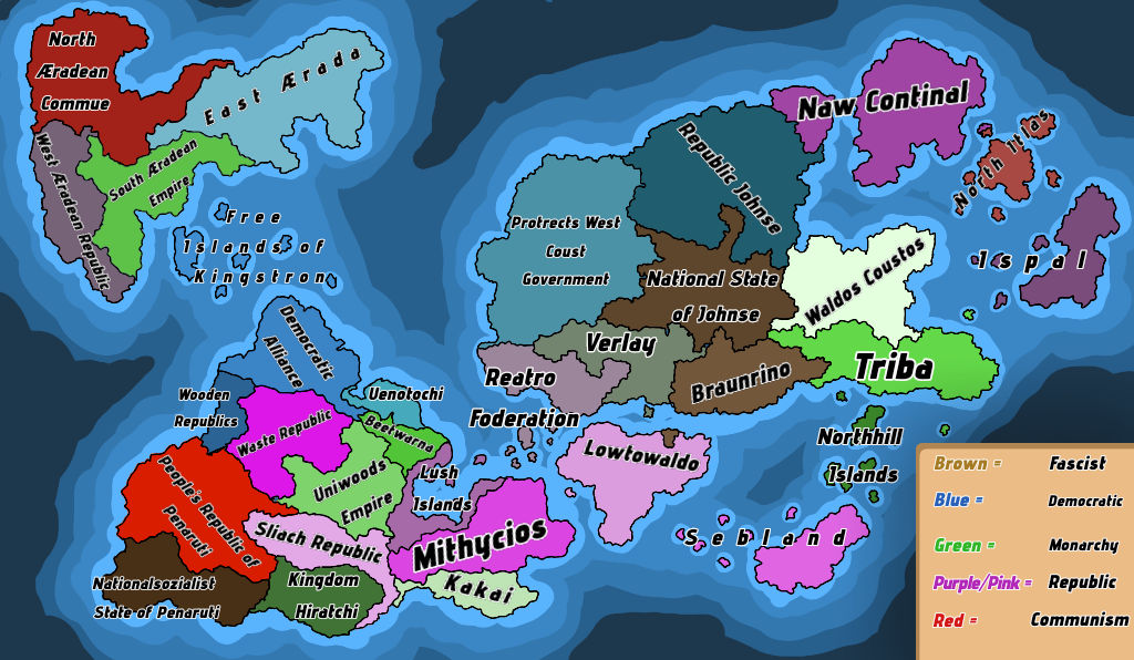 Map of my fantasy world with ideologies by SebbenGeparrianBall on ...