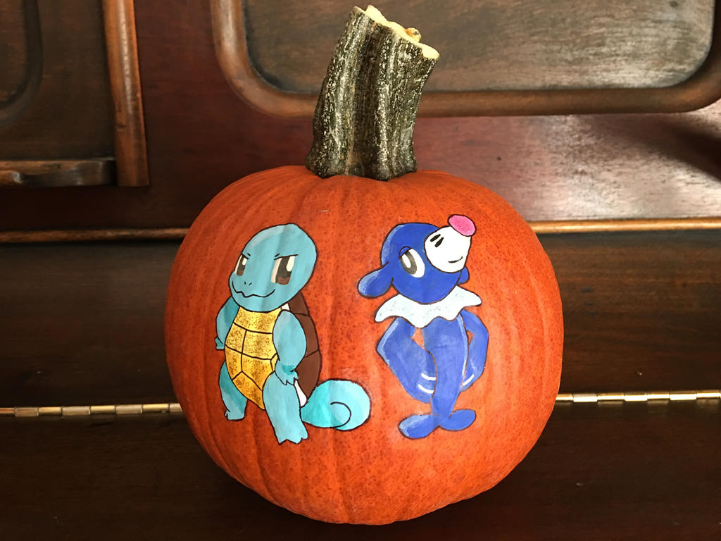 Pokemon Pumpkins 2016 Squirtle and Popplio by EmeraldBreeze700 on