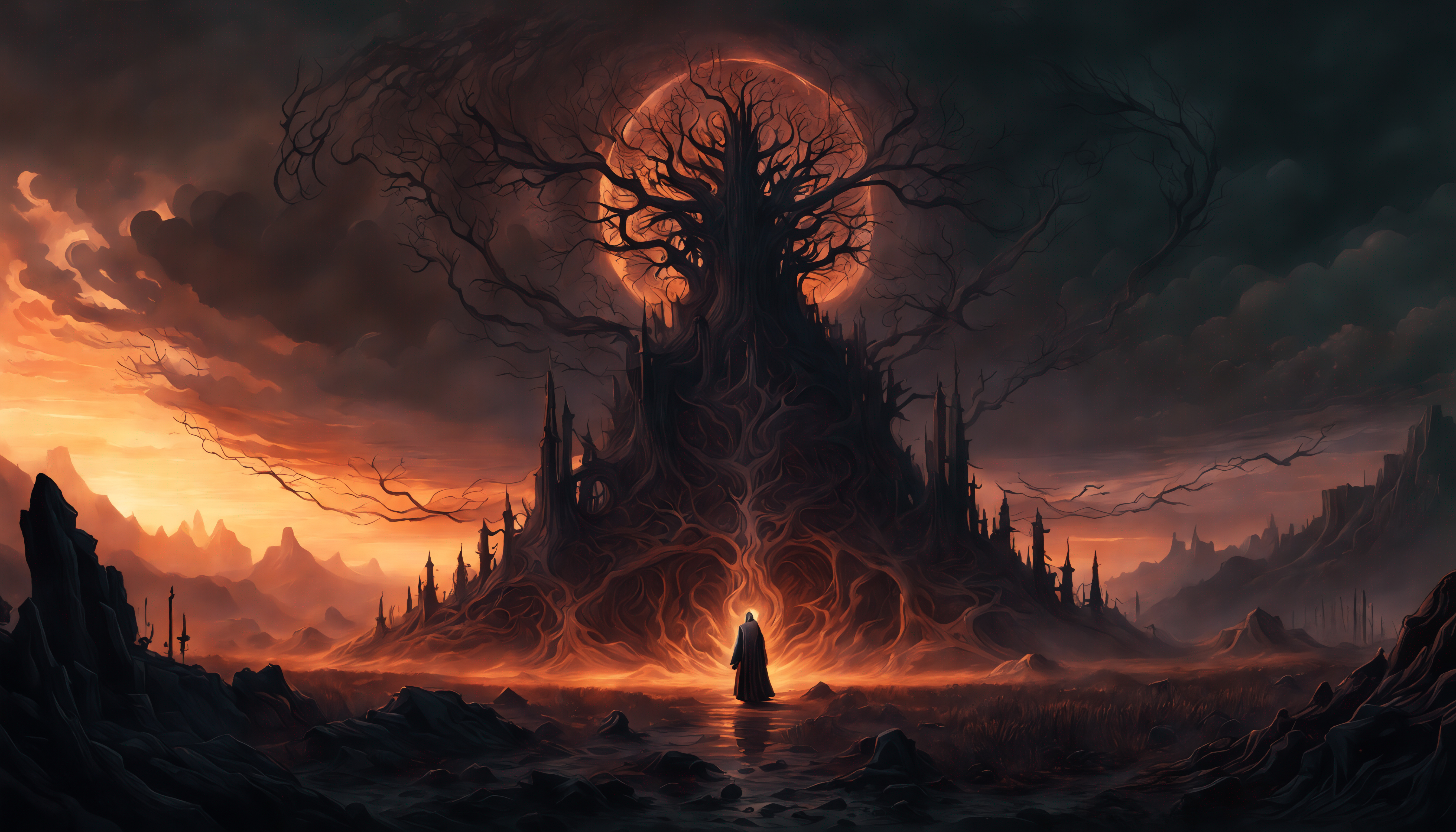 dark fantasy art blood tree