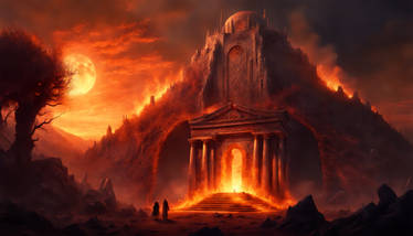tomb in fire