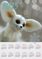 Calendar 2023 with fennec fox. Russian version