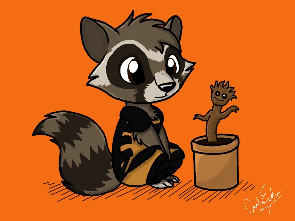 Rocket Raccoon and Baby Groot by songthedemonpuppy on DeviantArt Rocket Raccoon and Baby Groot by songthedemonpuppy on DeviantArt