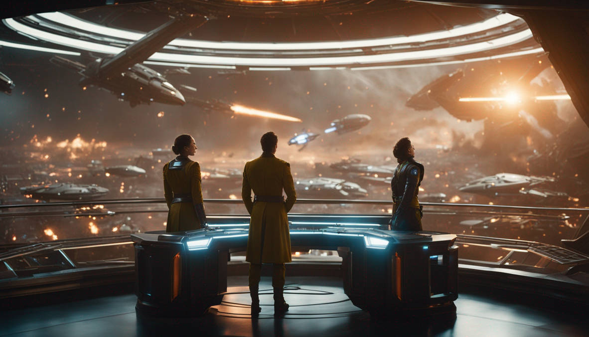 A vast, detailed space battlefield