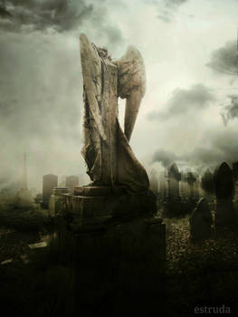 The angel looks over the lost souls