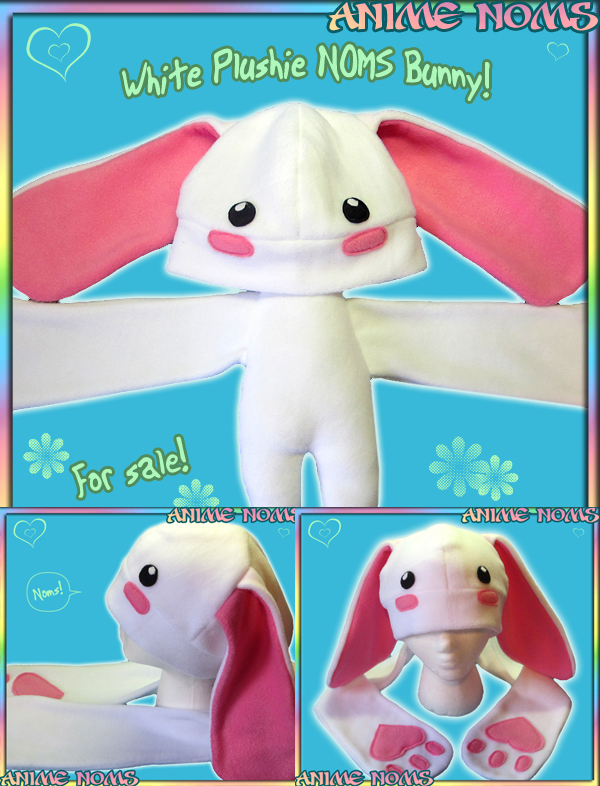 White Bunny Plushie NOMS Hat