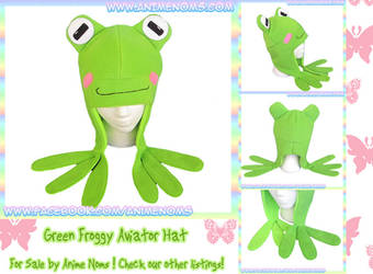 Green Froggy Aviator Fleece Hat by AnimeNomNoms