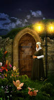 Medieval Lady with the mystic door