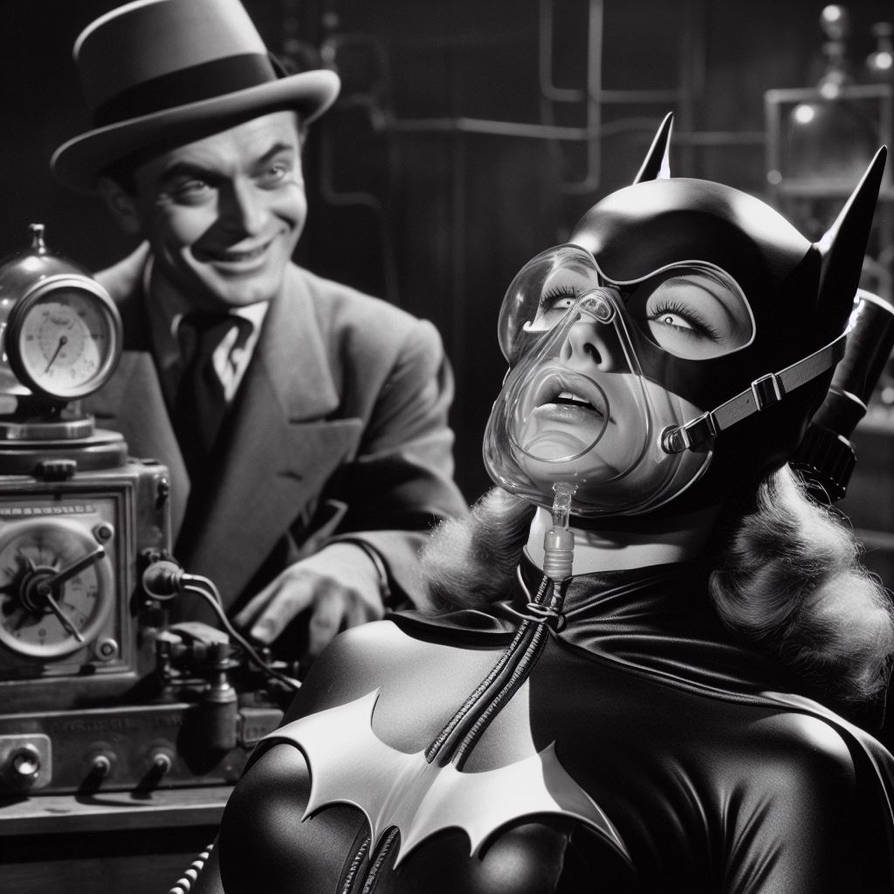 40s Riddler encourages Batgirl to sleep by archivebat on DeviantArt