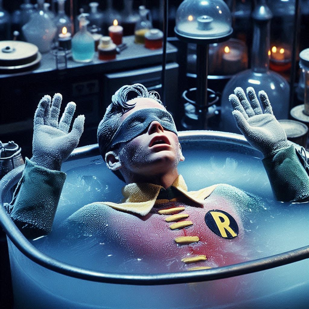 Robin Victim Robin victim of freeze tank by archivebat on DeviantArt