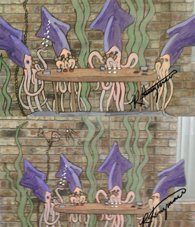 Squids Playing Magic Window Painting