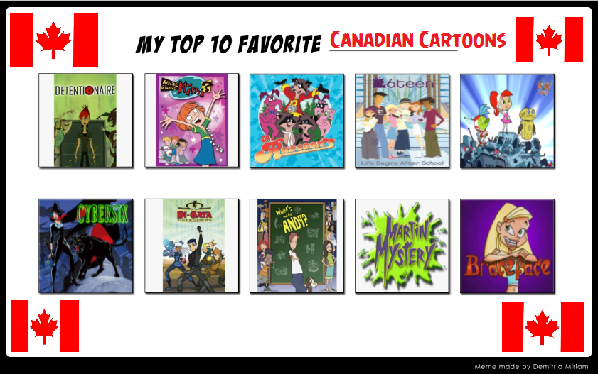 Canadian Characters Top 10 Canadian Cartoons by DragonStormKnight on DeviantArt