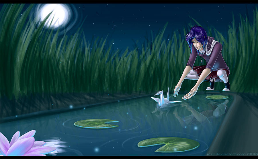 Paper Cranes And Lilypads