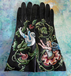 painted black gloves