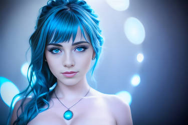 Gorgeous Blue Haired Girl With Blue Eyes