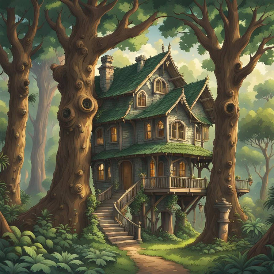 The magic gigantic castle Chateux mansion tree hou